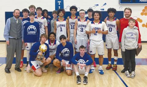 Chandler’s seventh-ranked Lions rolled to the championship at the 66 Conference tournament in Stroud last week. The Lions beat Stroud and Holdenville in the first two rounds and Okemah by a 57-38 margin in the finals on Friday. In the girls’ bracket, McLoud’s fourth-ranked girls won the tournament and went to 16-0 for the season. They beat Holdenville, Stroud and Okemah with an average winning margin of 40 points. Photo/Cynthia Snider