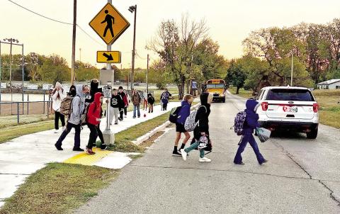 Chandler students use a sidewalk near Park Road Elementary that was completed earlier this year. The community is seeking another grant for a proposed 1.1 mile sidewalk that will connect with the existing one. Photo provided