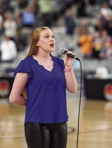 Stroud was represented at the state finals, as senior Audrey Chace, who sang the national anthem before the championship game between Millwood and Roland Saturday evening. Photo/Mario Holland