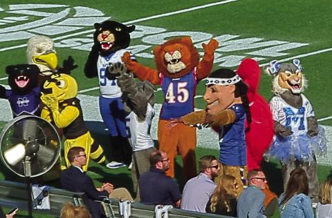 Leo the Lion (senior Ashlee Beatty), the mascot for Chandler High School, dances on the sidelines during the Cheez-It Citrus Bowl half-time show in Orlando, Florida on Jan. 1. Beatty was one of 50 mascots from high schools across the United States selected for the All-American squad and invited to perform. Musician Gavin DeGraw was the guest performer during the show. Beatty is the first mascot from CHS to make All-American. 