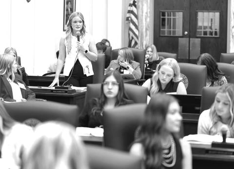 Kadence Staude speaks at Capitol Camp. Photo/Meeker FFA