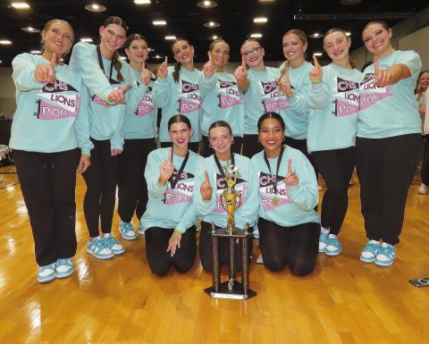 The Chandler High School Pom Squad is the 3A Jazz State Champion for the third year in a row. The team competed at the OSDTDA State Championships on Dec. 13 and 14 in Tulsa at the Cox Communication Center. They also placed fourth in jazz overall, keeping company with 5A and 6A schools, according to Coach Holly Hilgenfeld. They also got runnerup in 3A Hip-hop. Photo Submitted/ Holly Hilgenfeld.