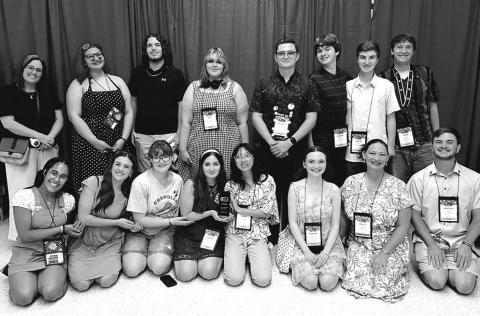 The theatre troupe from Chandler High School poses at the International Thespian Festival in Indiana. The troupe attended the week-long festival almost two weeks ago. Photo/Inda Jo Conway