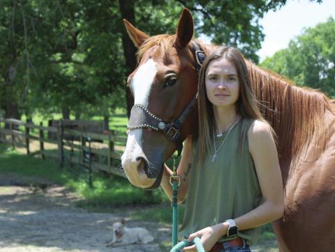 Olivia Alls with her horse, Billie Jean. Photo/Lily Huff