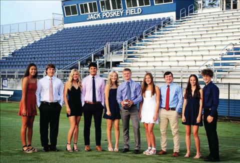 Pictured above in the Stroud 2020 Football Homecoming Court, from left to right, Kileigh Mixon Sophomore Attendant, Escort Stetson Bunyard, Macey Morris Senior Attendant, Escort Chasen Neuman, Queen Lani Hensley, Escort Blake Parrick, Brynlee Wages Junior Attendant, Escort Bryce Hughey, Savanna Collins Freshman Attendant and Escort Brady Nichols. Photo/submitted.