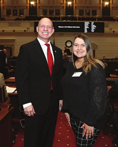 Pictured to the left, Sen. Darrell Weaver, R-Moore, poses with Stroud senior Gracie Wooden. Photo/submitted