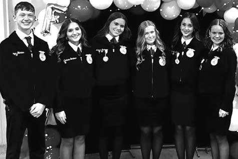 Chandler FFA held its annual banquet on April 28 at the Lincoln County Fairgrounds, during which they presented the new officers for the 2026-27 school year. Six outgoing seniors also gave retiring addresses after being in FFA for five years.Pictured are the new officers: From left to right are Logan Harkins, Cambria Barbero, Autumn Rednour, Adler Ball, Addilyn Miller and Grace Perkins. Photo/Stacey Harkins