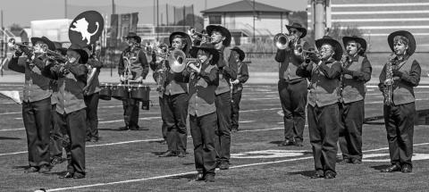 The Pride of Chandler Marching Band from Chandler High School competed at the Deer Creek Invitational Marching Festival on Sept. 20 at Deer Creek, performing its program “The Ballad of Georgia Graves.” The band placed 14th out of 18 bands in the preliminaries, just barely missing out on the finals. The band will next compete in the Blue and Gold Marching Classic in Holdenville on Sept. 27, along with The Spirit of Stroud marching band and the McLoud high school marching band. Photo/Jennifer Pryor