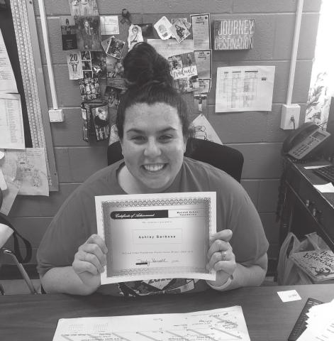Ashley Barbosa from McLoud Junior High, above, and McLoud Early Childhood Center teachers Doris Perry, Sally Thomason, Principal, LaRhonda Hall were some of the recipients of McLoud Educational Foundation grants. Photos provided