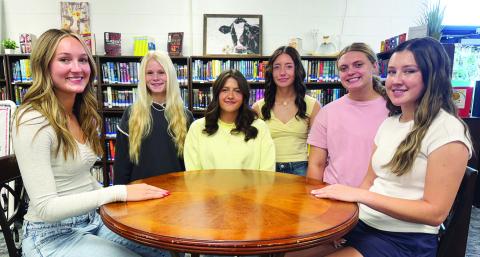 Pictured above is Meeker’s Homecoming court, which includes, from left, senior candidate Brooklyn Lynch, junior Emily Benn, senior Allie Jarvis, sophomore Macy Jones, freshman Kennedy Harris,and senior Devyn Frazier. Coronation will be 6 p.m. Friday prior to the Bulldogs’ game with Hennessey. Photo/Brian Blansett