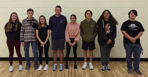 North Rock Creek High School recently announced its students of the month for October. From left, they are: Hadley Dyer (9th), Rayngle Wright (9th), Caitlin Walls (10th), Austin Nickles (10th), Aubree Gonzales (11th), Bo Gentry (11th), Symphony Green (12th), and Justin Lewis (12th)