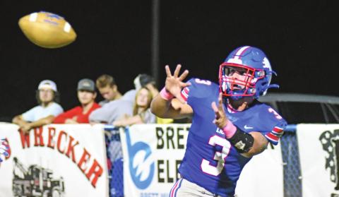 Jarin Greenfield hauls in a touchdown pass for Chandler in the Lions’ romp over Star-Spencer Friday night. Photo/Brian Blansett